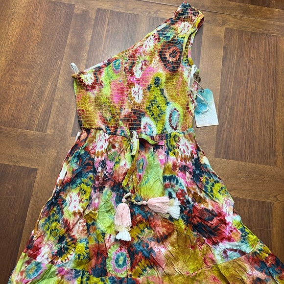 True Destinations Dresses & Skirts - True Destinations Tie-dye One Shoulder Smocked Bodice Dress Size X-small NWT